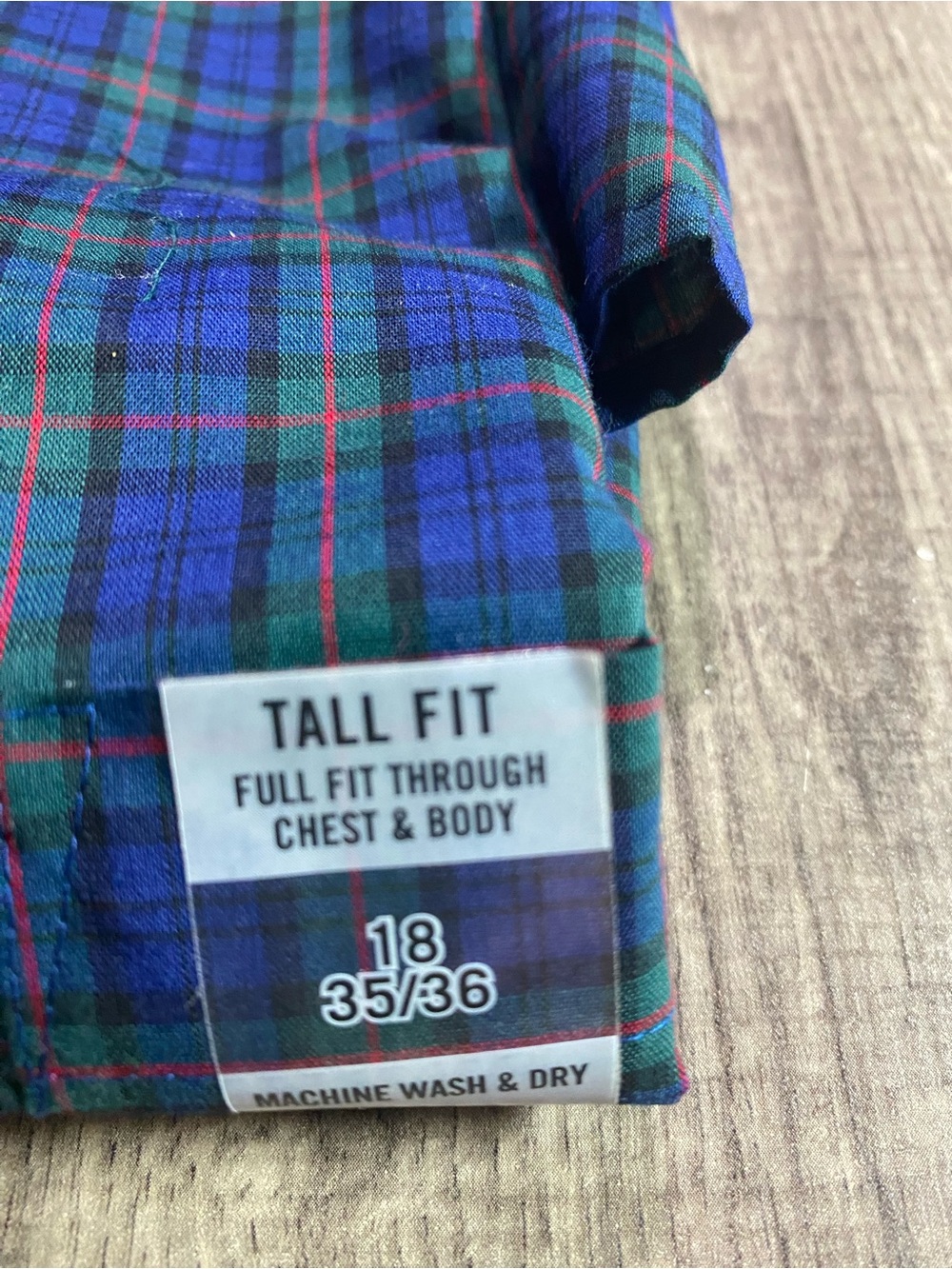 IZOD Men's Blue Green Plaid Button-Down Shirt 18 - 35/36 - Picture 4 of 4